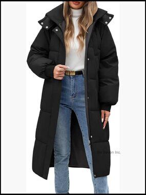 Long Puffer Coat Winter Warm Hooded Jacket Parka Full Length Down Zip
